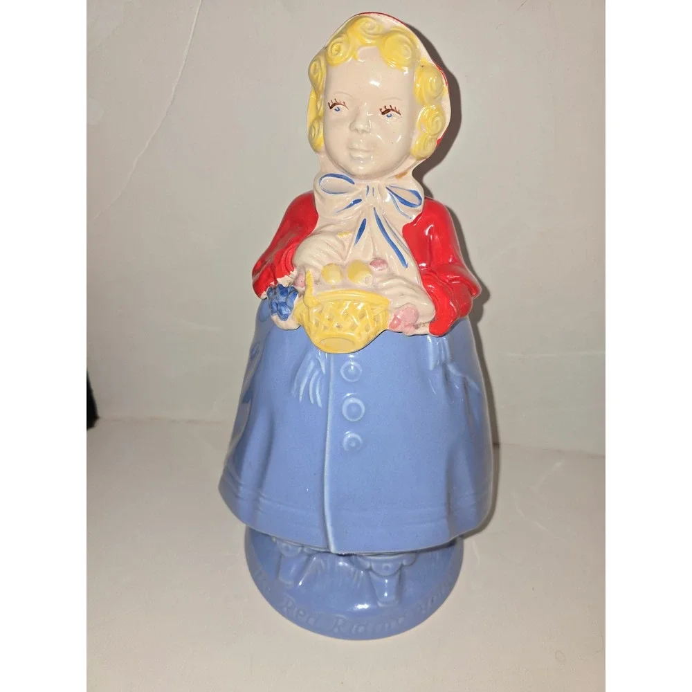 Vintage Little Red Riding Hood Cookie Jar Red Blue‎ Ceramic Canister